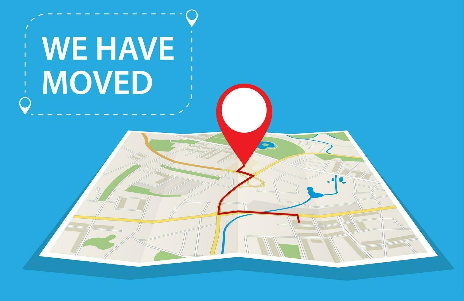Moving concept. Changing address, new location on navigation map. Use for, landing page, template, ui, web, mobile app, poster, banner Vector illustration in flat style