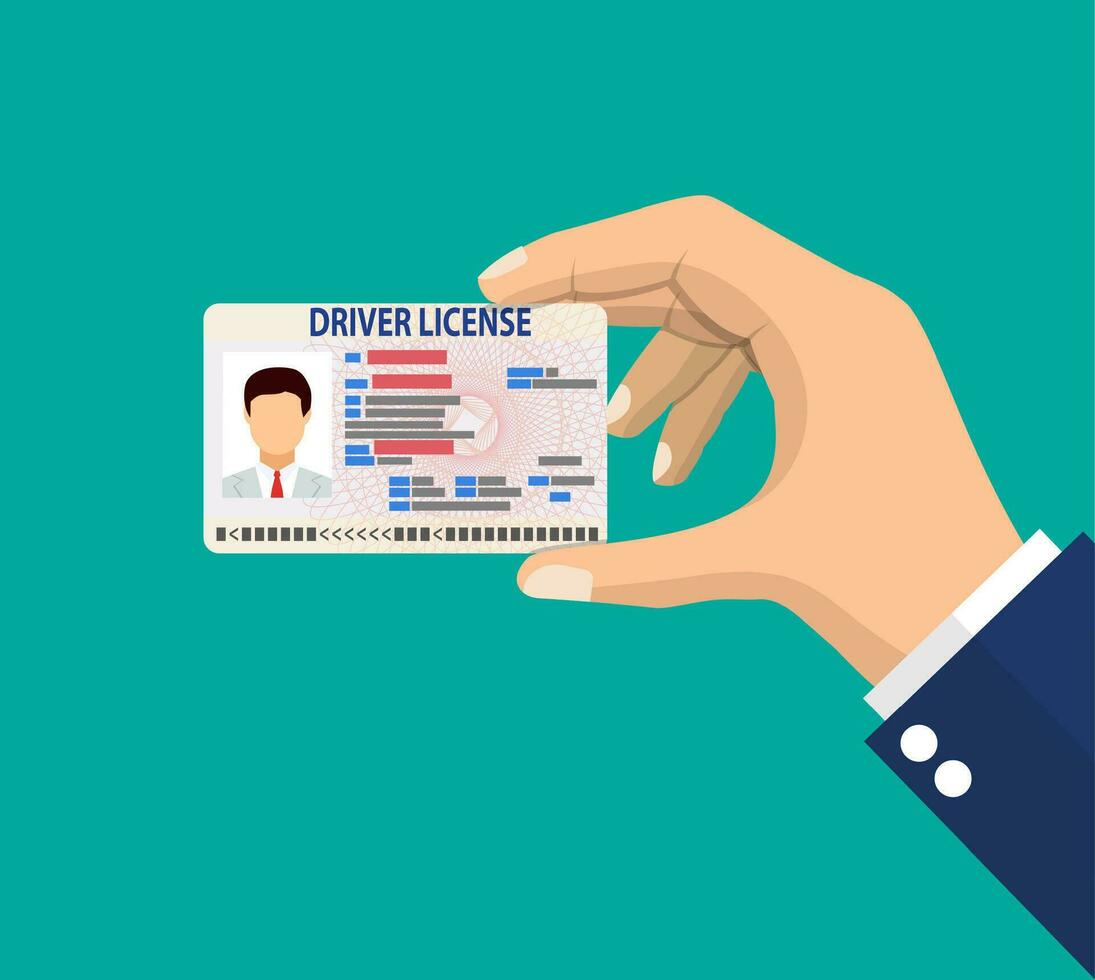 Car driver license identification card in hand vector