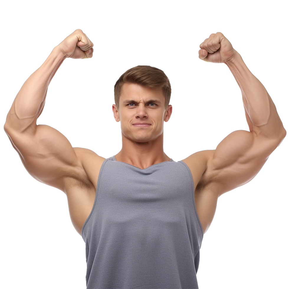 AI generated Male athlete flexing muscle png isolated on transparent background