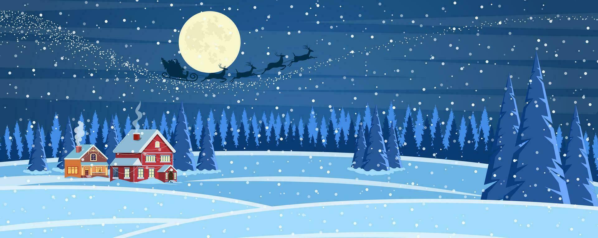 Navidad paisaje antecedentes con nieve y árbol. alegre Navidad día festivo. nuevo año y Navidad celebracion. vector ilustración en plano estilo