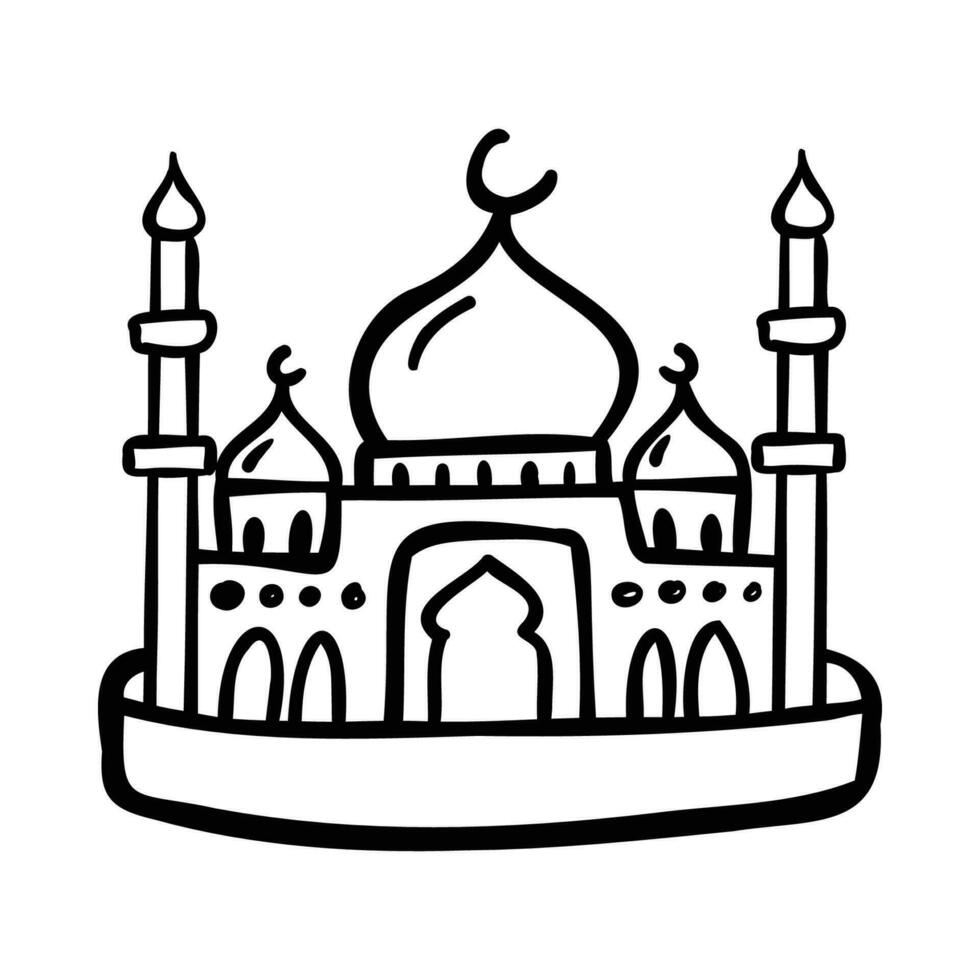 Ramadan Kareem doodle mosque illustration vector