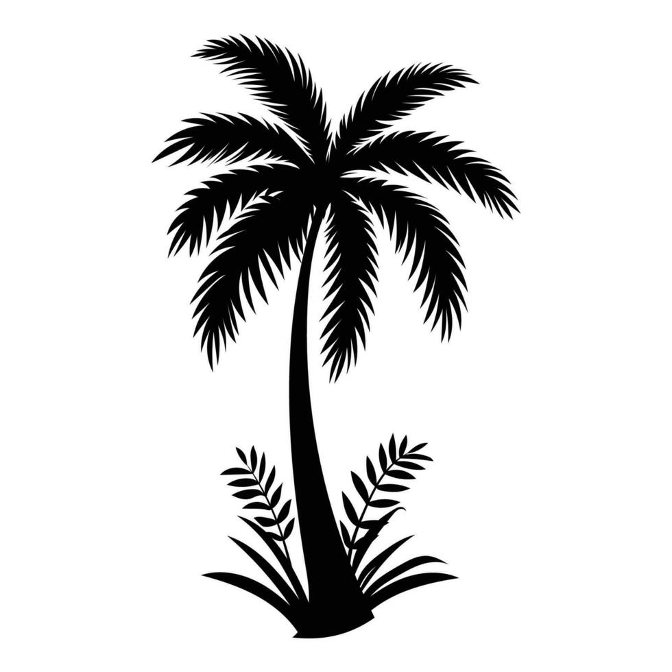 A silhouette of Date Palm tropical tree. Silhouette vector illustration