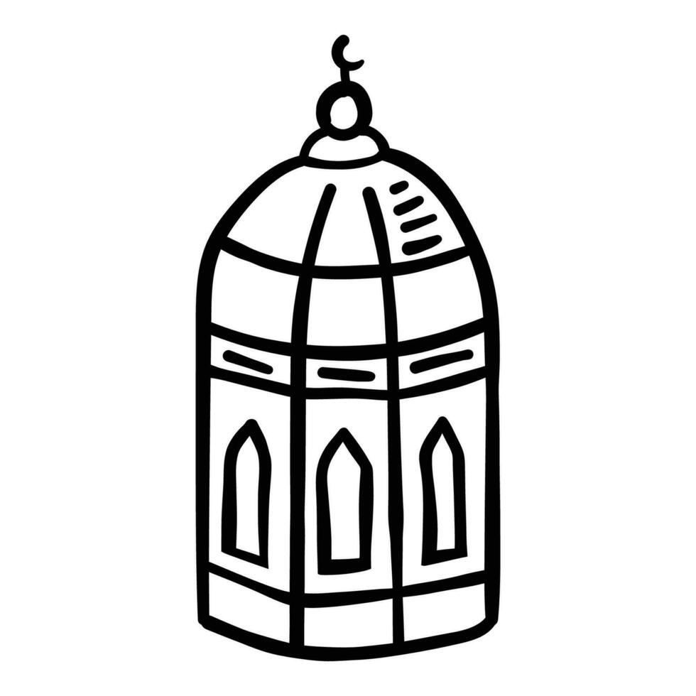 Ramadan hang lanter line-art hand-drawn vector
