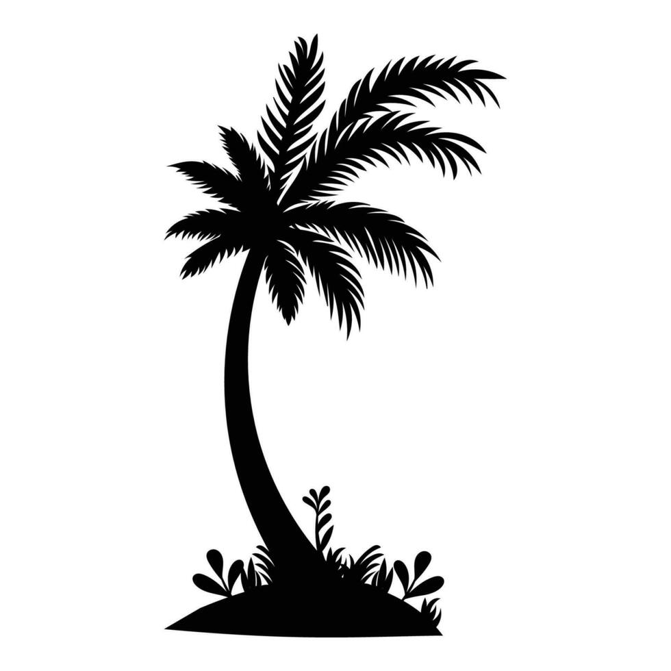 A silhouette of Date Palm tropical tree. Silhouette vector illustration