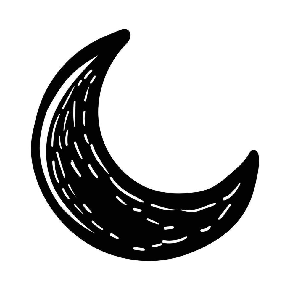 Crescent Moon Line-art Hand-drawn vector