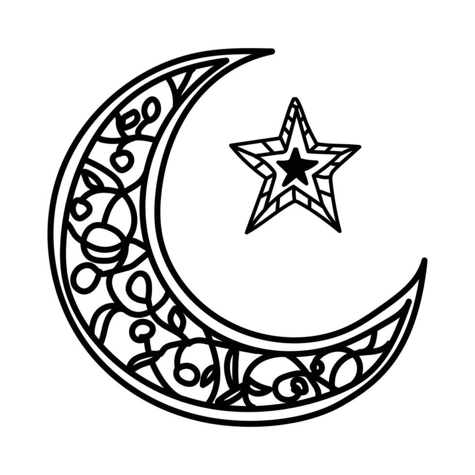 Crescent Moon Line-art Hand-drawn vector