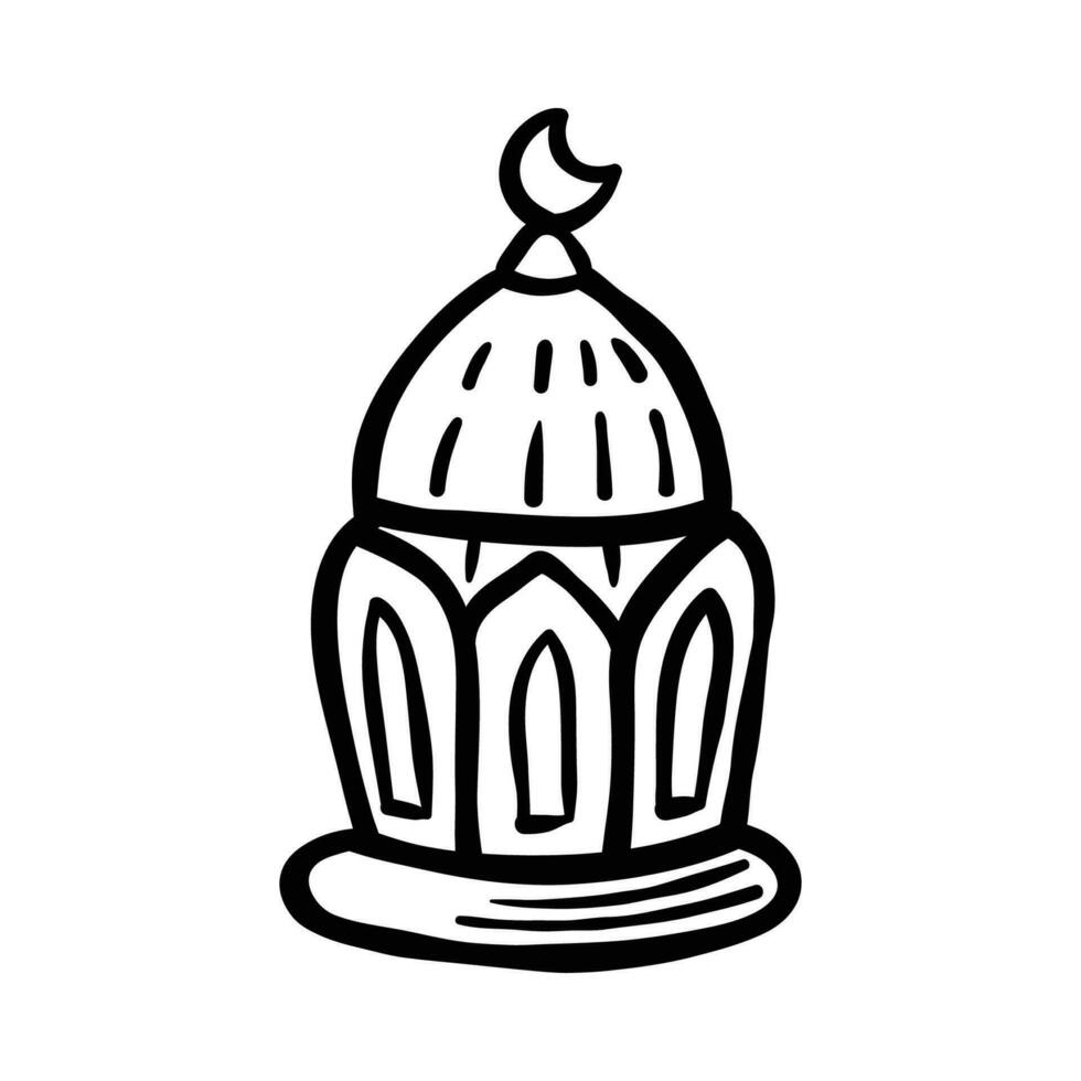 Ramadan hanging lantern line-art hand-drawn vector