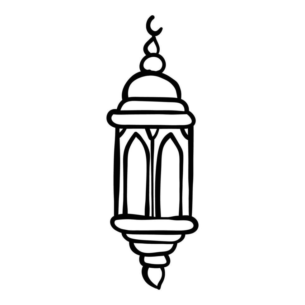 Ramadan hang lanter line-art hand-drawn vector