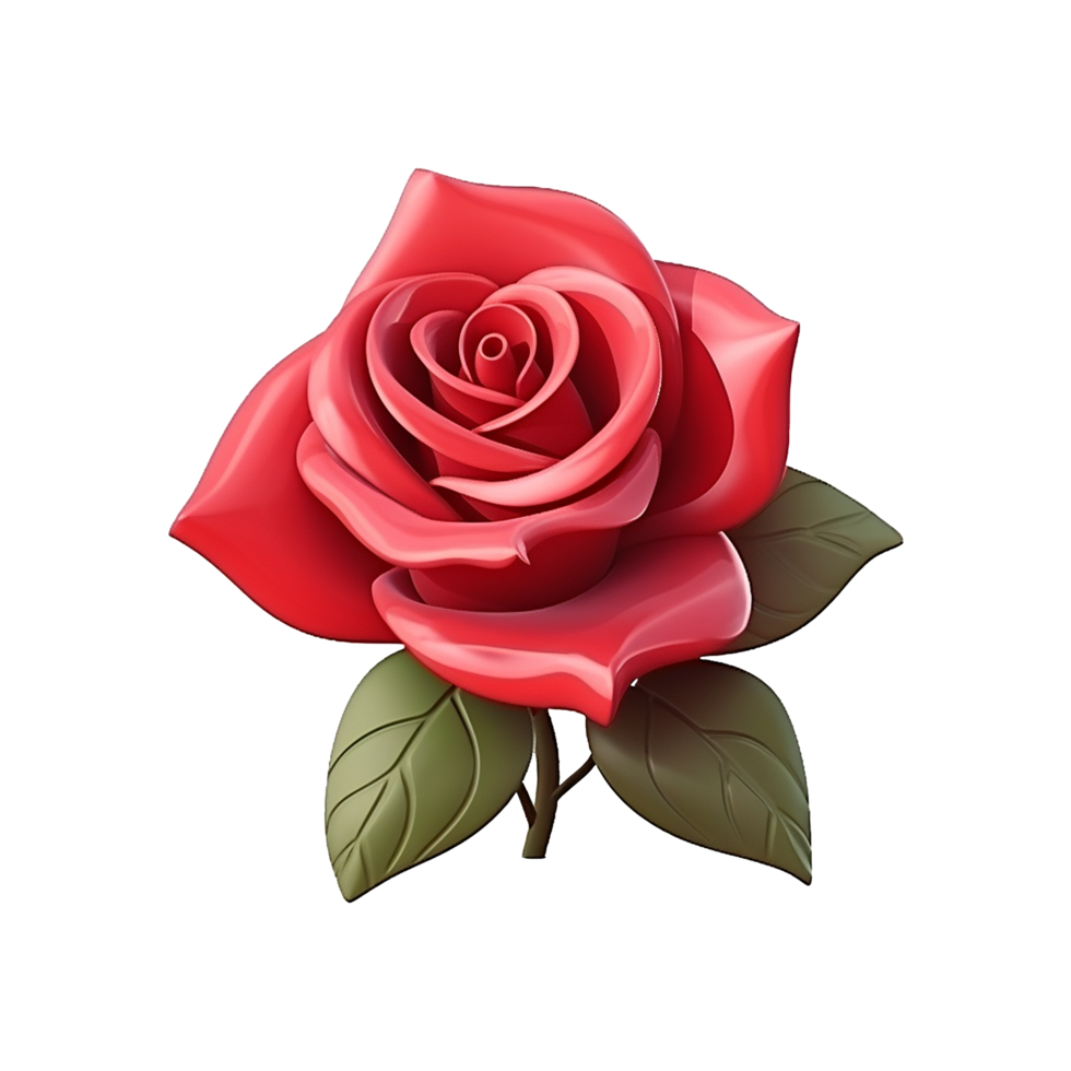 AI generated 3d render cartoon rose flower isolated on transparent