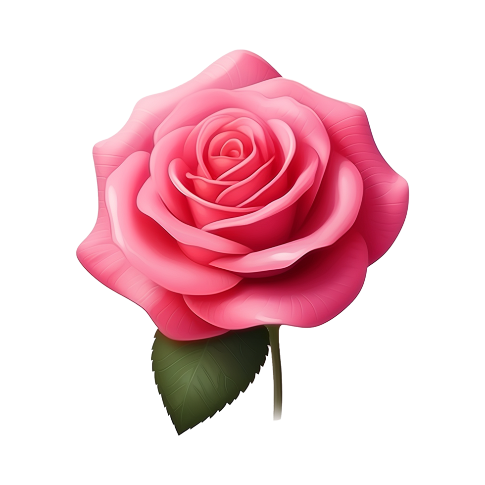 AI generated 3d render cartoon rose flower isolated on transparent