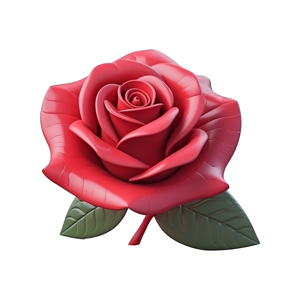 AI generated 3d render cartoon rose flower isolated on transparent