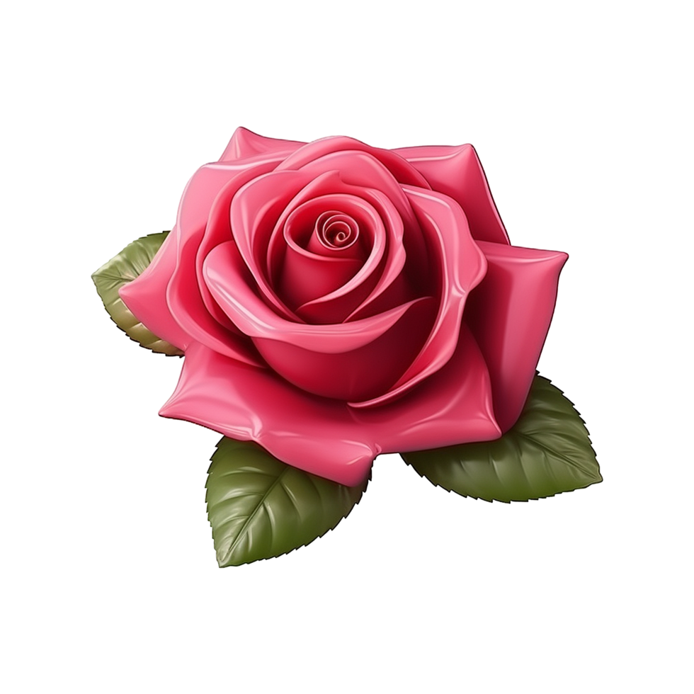 AI generated 3d render cartoon rose flower isolated on transparent