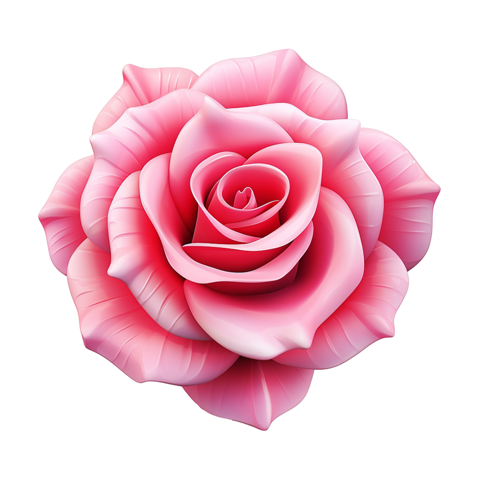 AI generated 3d render cartoon rose flower isolated on transparent background png