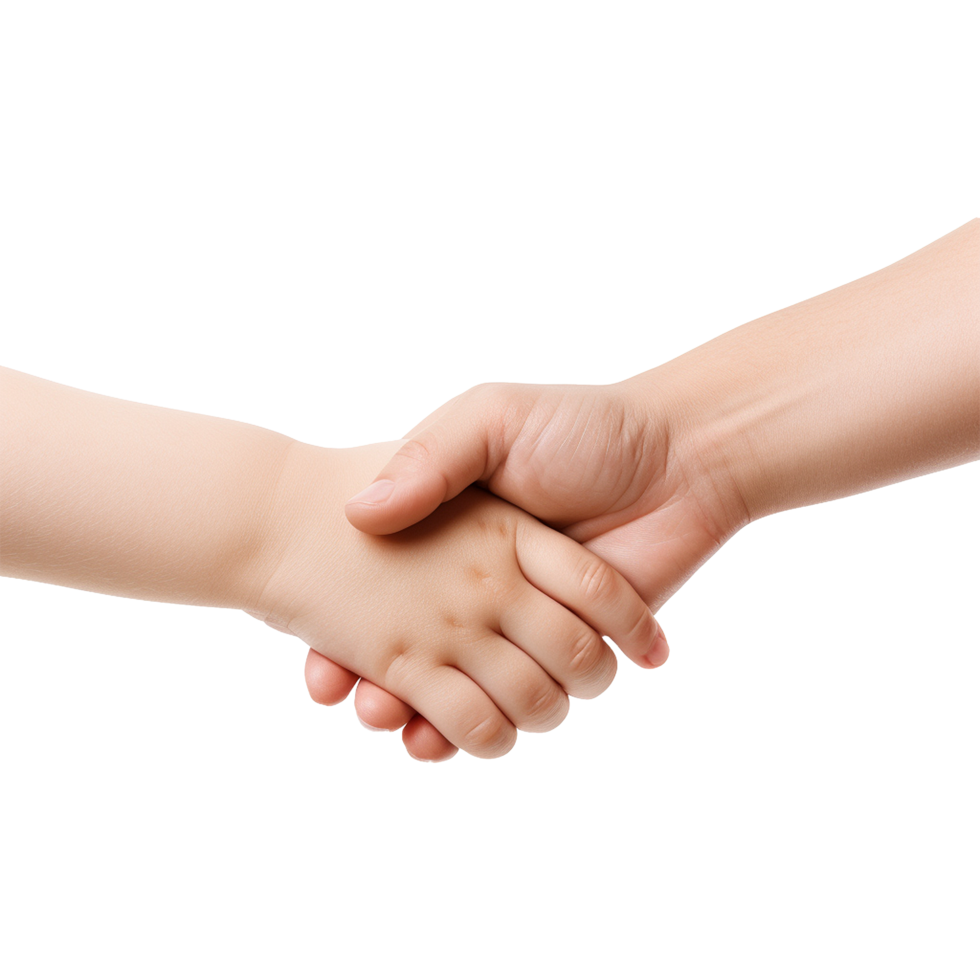 AI generated Hand holding baby hand isolated on transparent background png