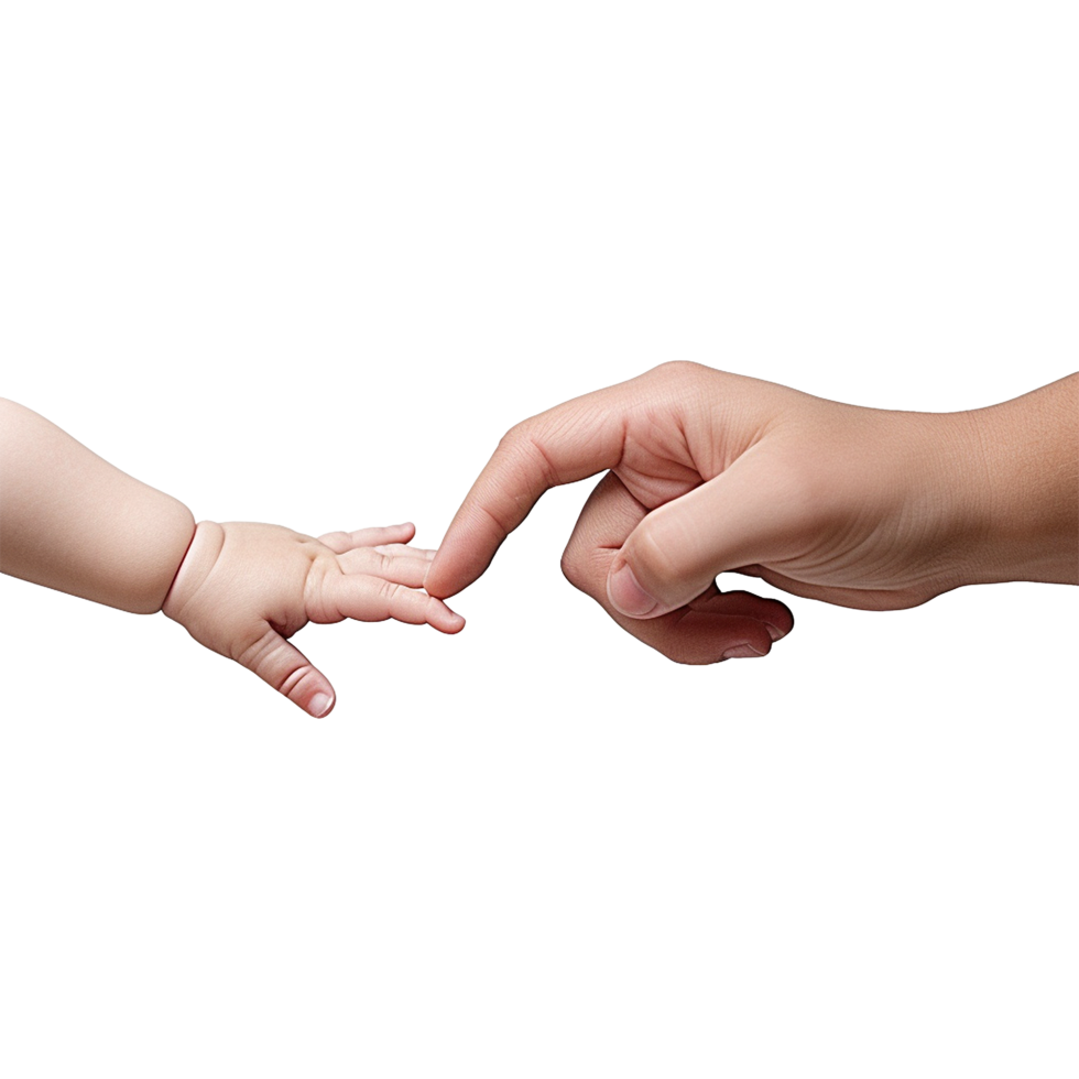 AI generated Hand holding baby hand isolated on transparent background png