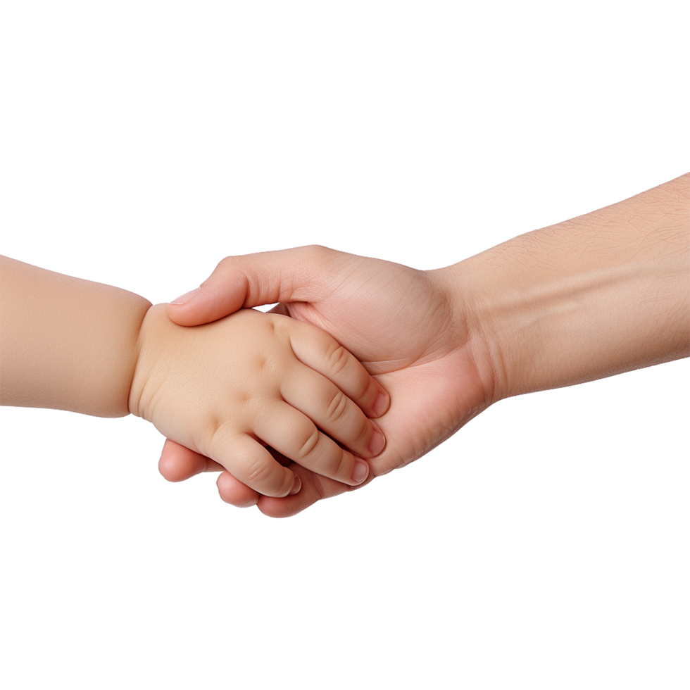 AI generated Hand holding baby hand isolated on transparent background png