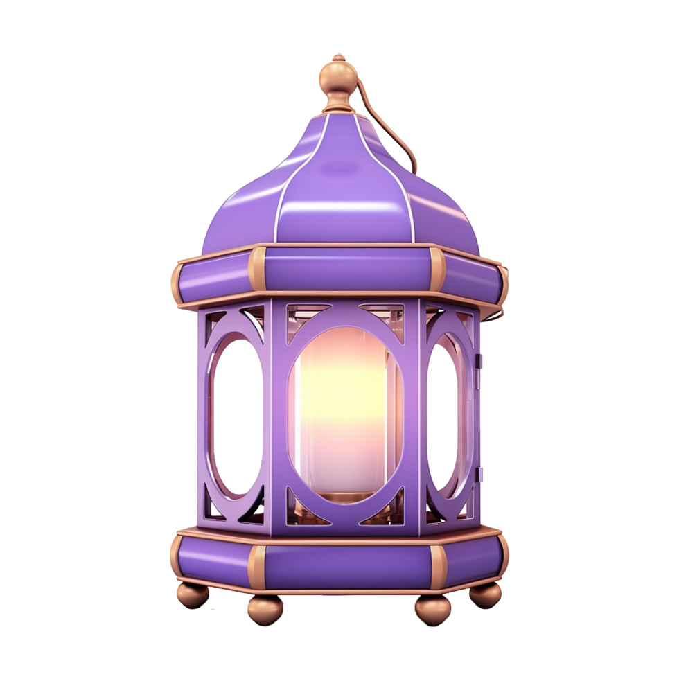 AI generated 3d render islamic lantern isolated on transparent background png