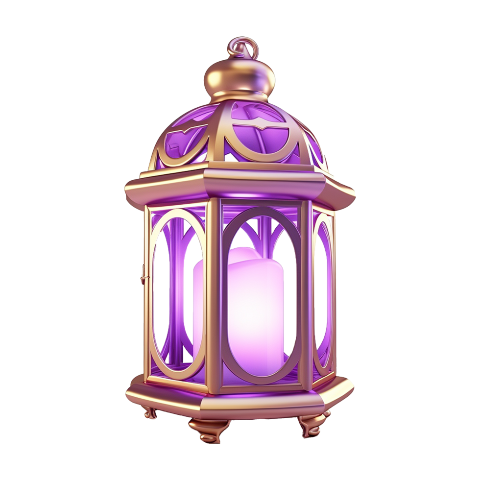 AI generated 3d render islamic lantern isolated on transparent background png