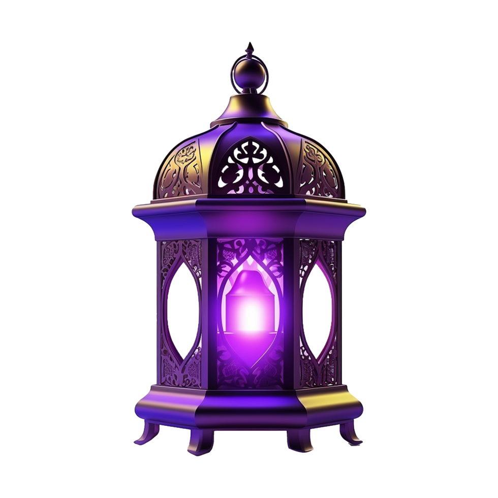 AI generated 3d render islamic lantern isolated on transparent background png