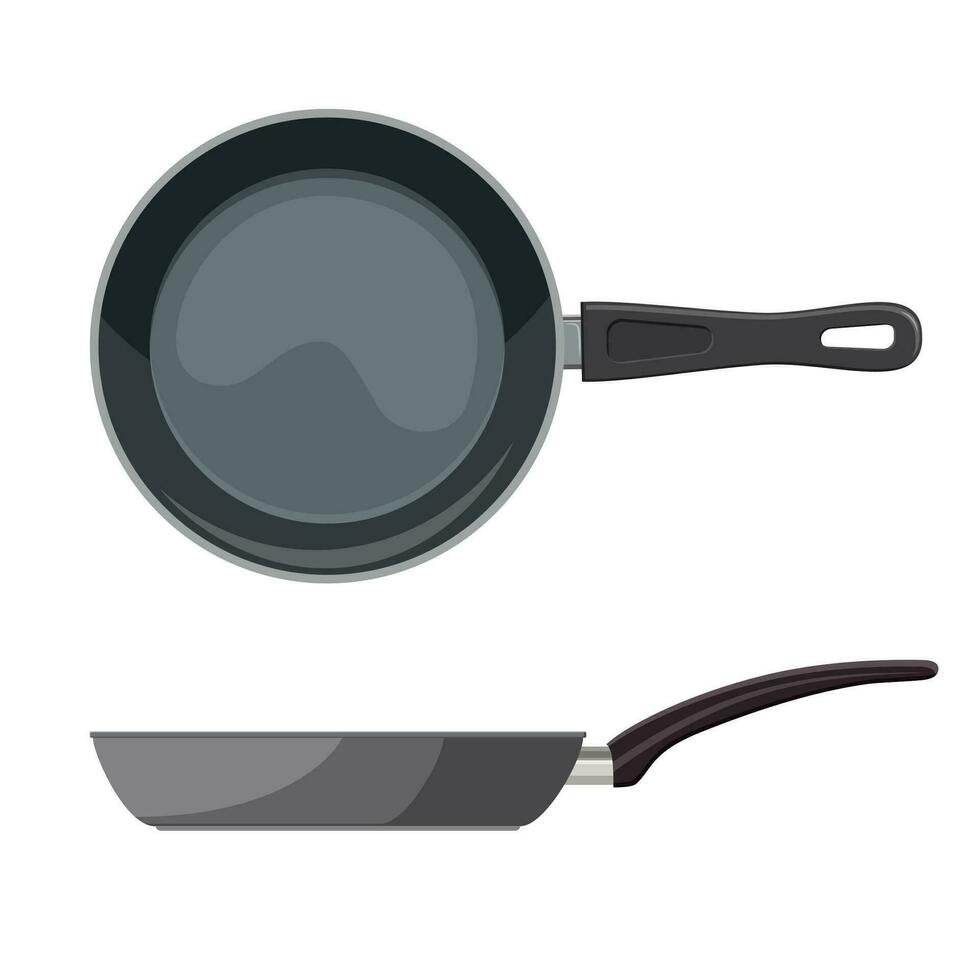 Frying pan icon. Kitchen utensils for cooking food. isolated on white background. Vector illustration in flat style.