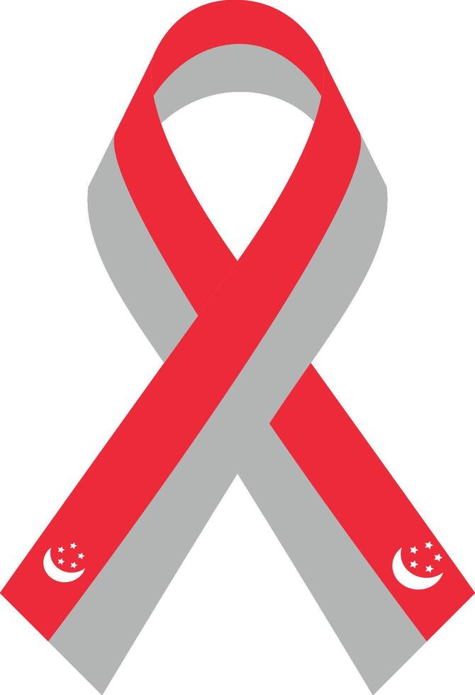 Red White Singapore flag ribbon design vector