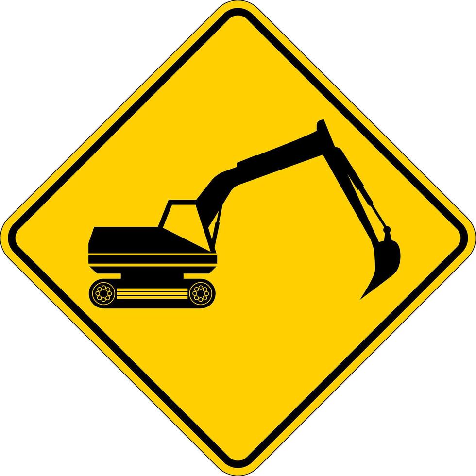 Warning excavator sign vector