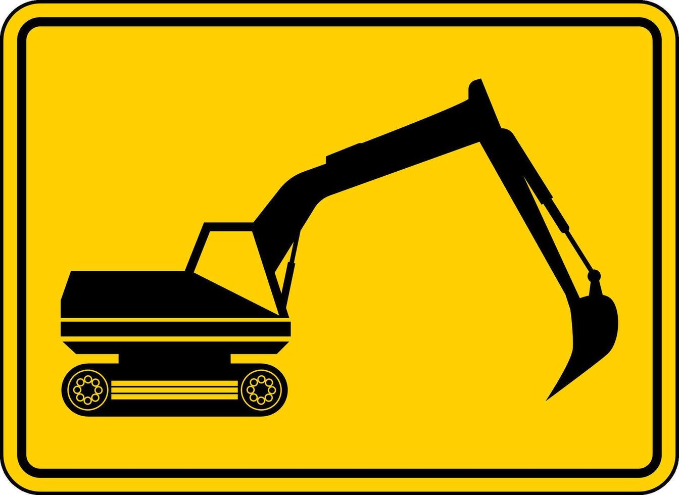 Warning excavator sign vector