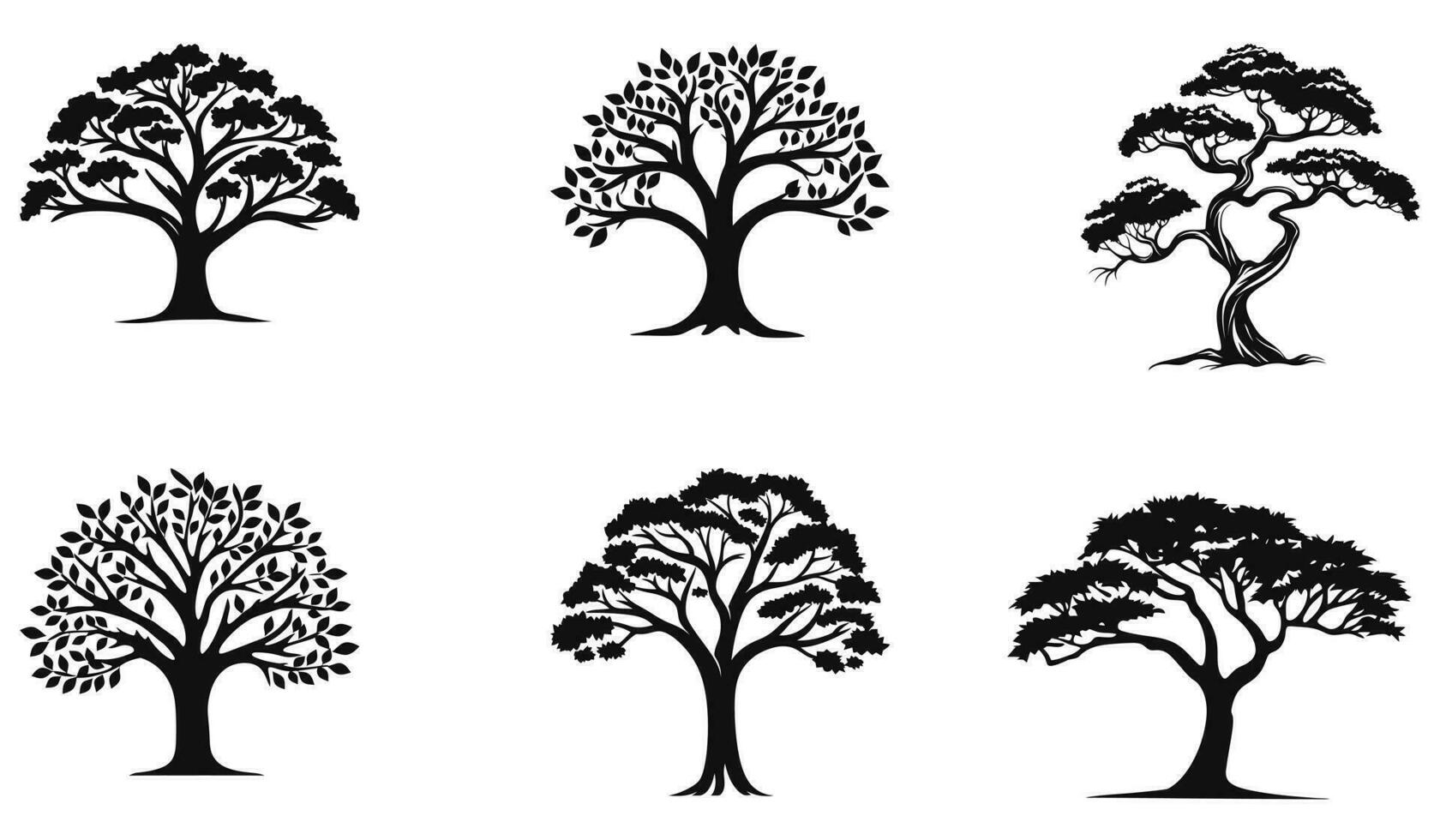 Sylvan Shadows  Artistic Tree Silhouettes vector