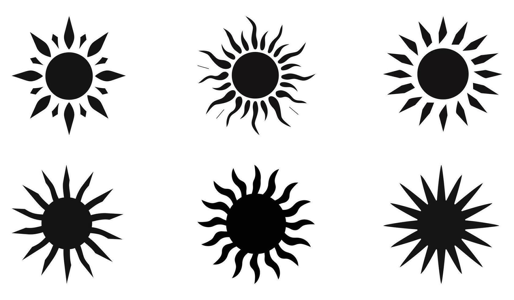 rayos de sol siluetas paquete vector