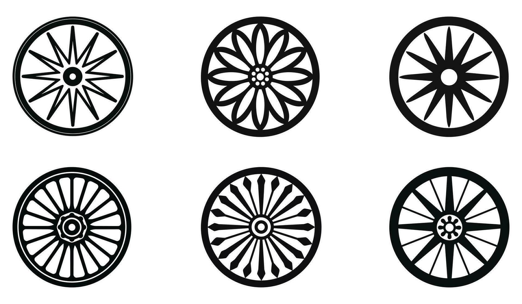 Antique Motorcycle Wheel Silhouettes vector