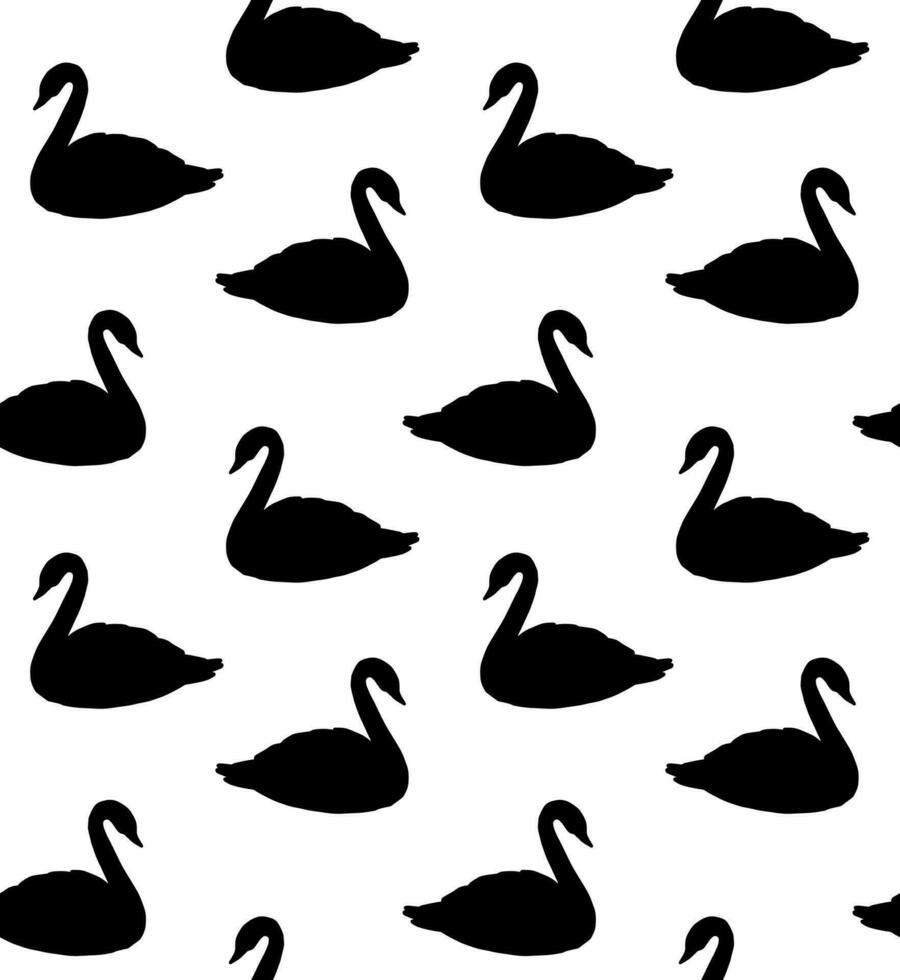 Vector seamless pattern of black swan silhouette