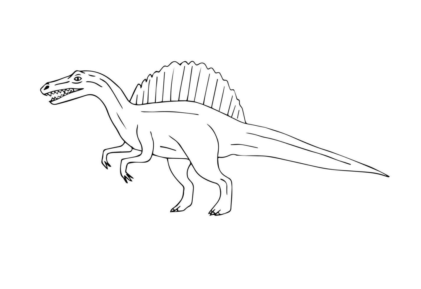 Vector hand drawn sketch spinosaurus dinosaur