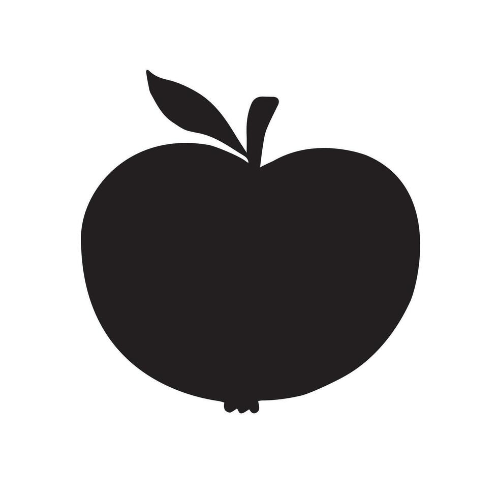 vector negro manzana silueta aislado en blanco antecedentes