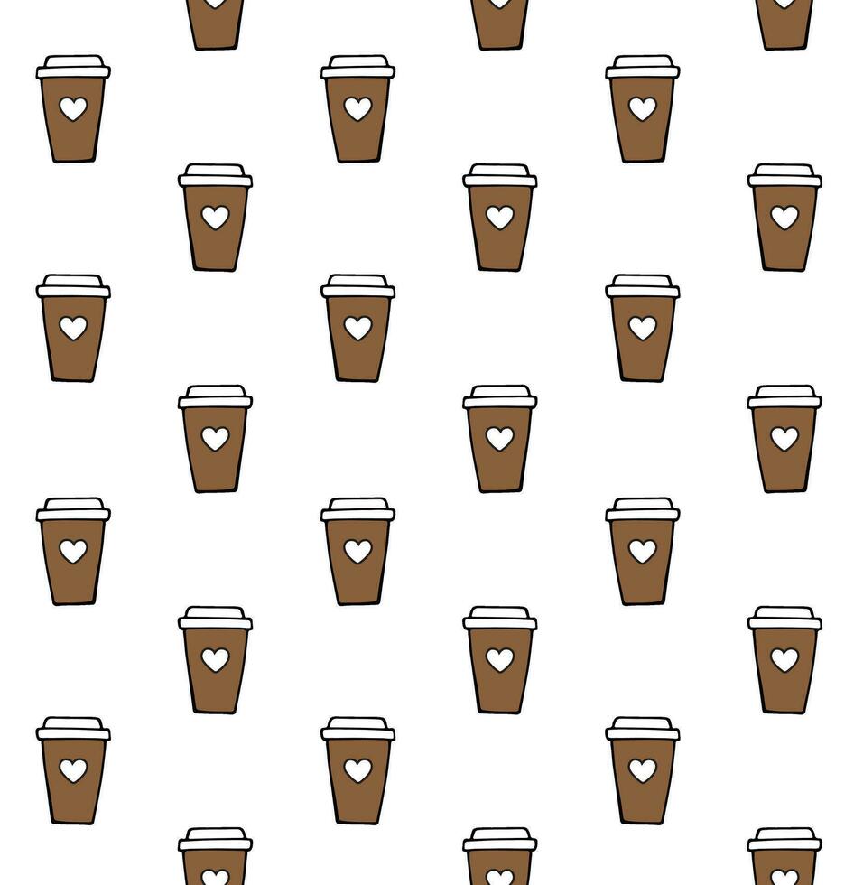 Vector seamless pattern of color take away coffee