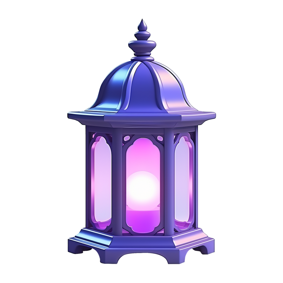 AI generated 3d render islamic lantern isolated on transparent background png