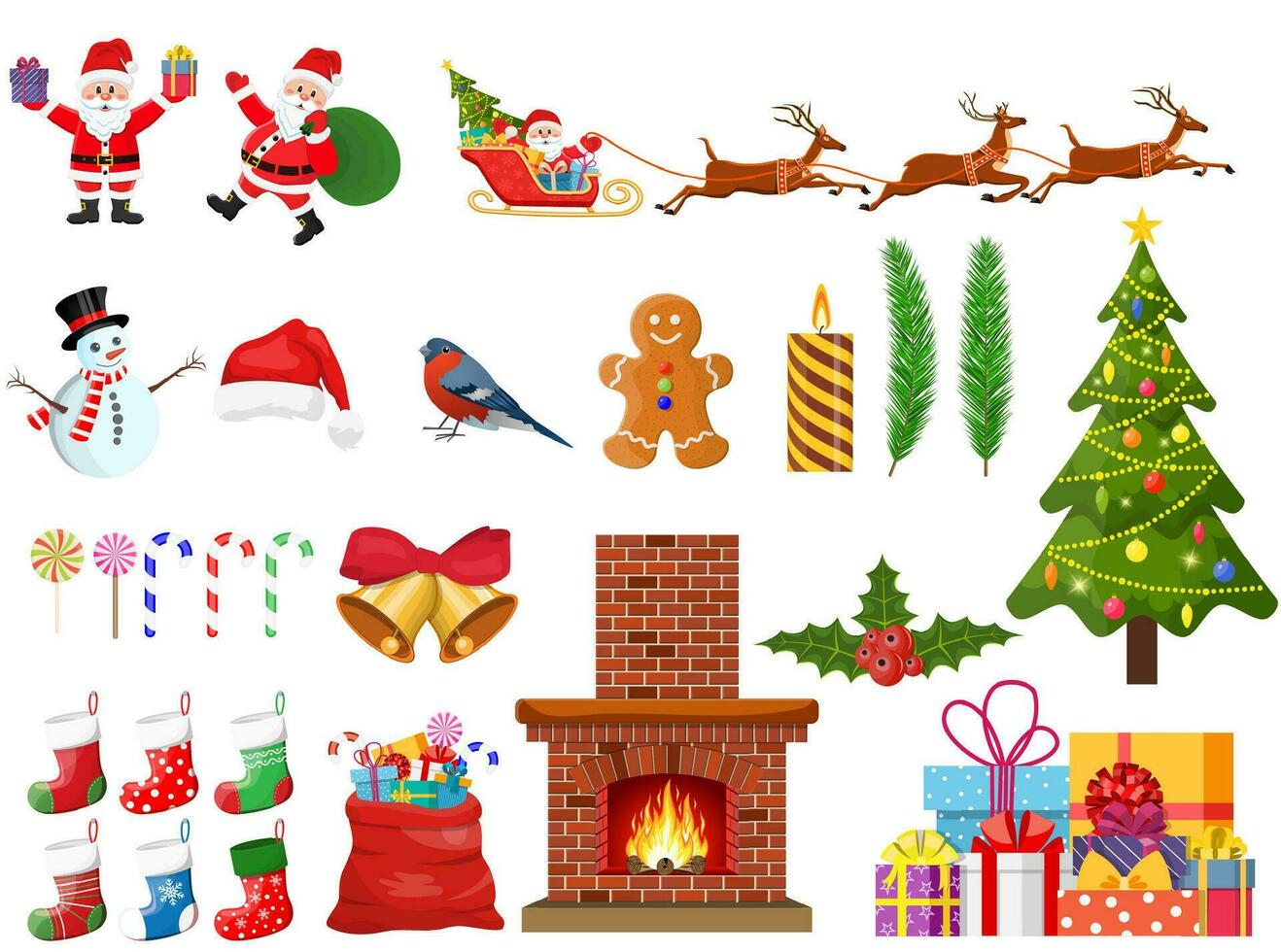 Christmas new year set. vector