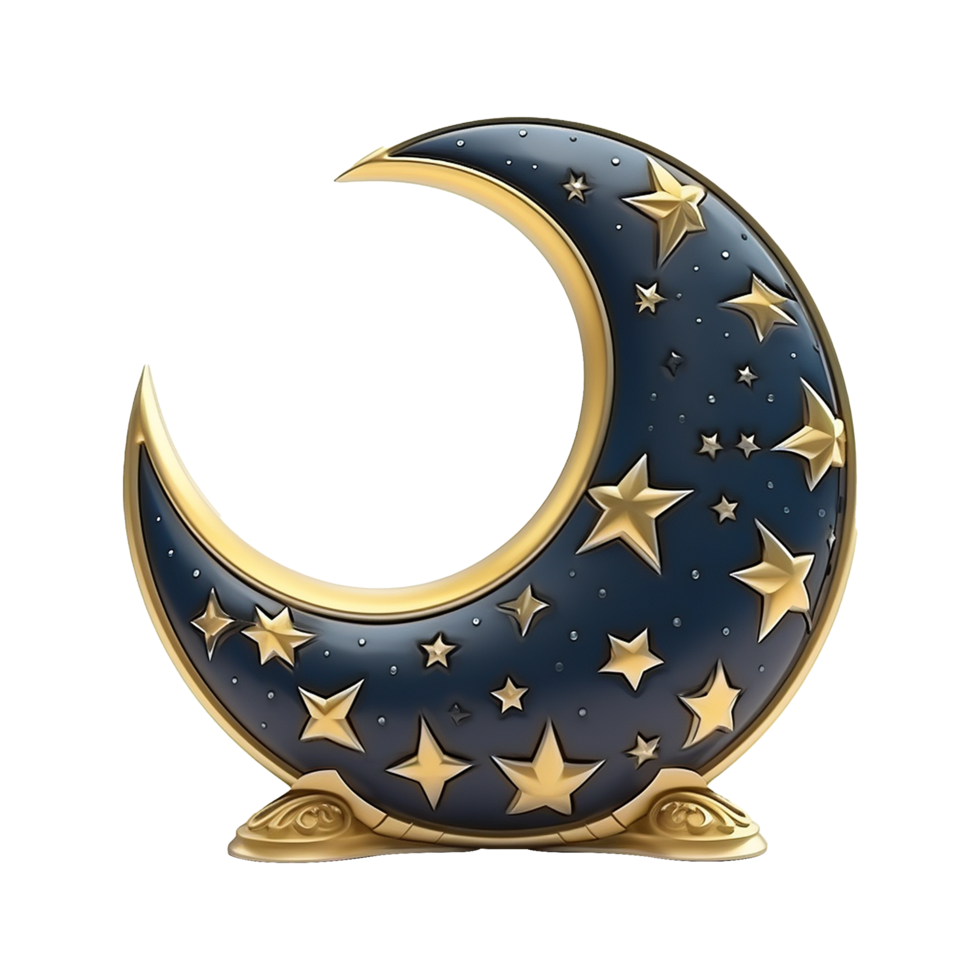 AI generated 3d render ramadan moon isolated on transparent background png