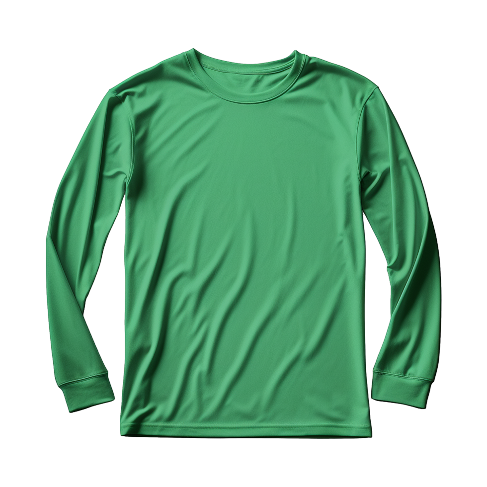 AI generated Man long sleeve green tshirt isolated on transparent background png