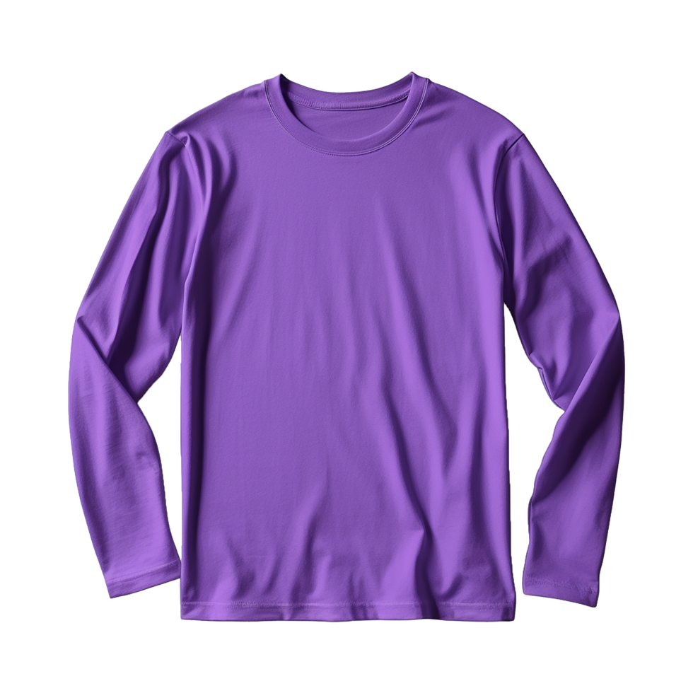 AI generated Man long sleeve violet tshirt isolated on transparent background png