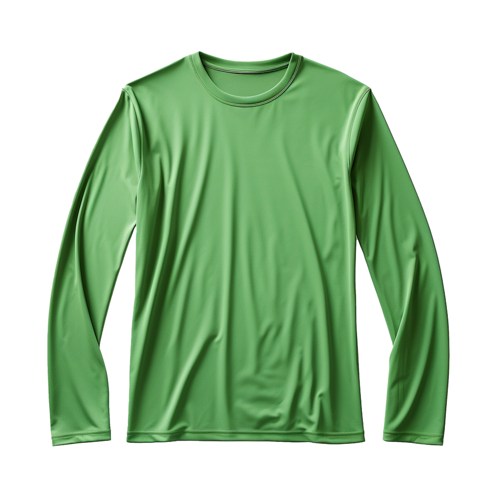 AI generated Man long sleeve green tshirt isolated on transparent background png