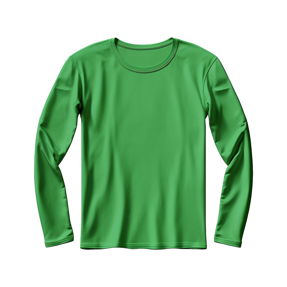 AI generated Man long sleeve green tshirt isolated on transparent background png