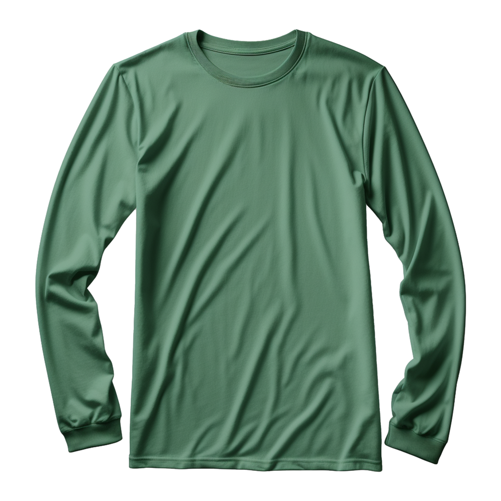 AI generated Man long sleeve green tshirt isolated on transparent background png