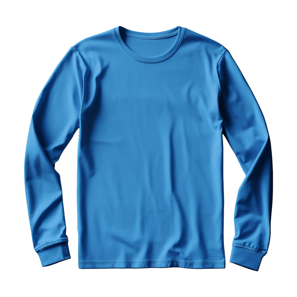 AI generated Man long sleeve blue tshirt isolated on transparent background png