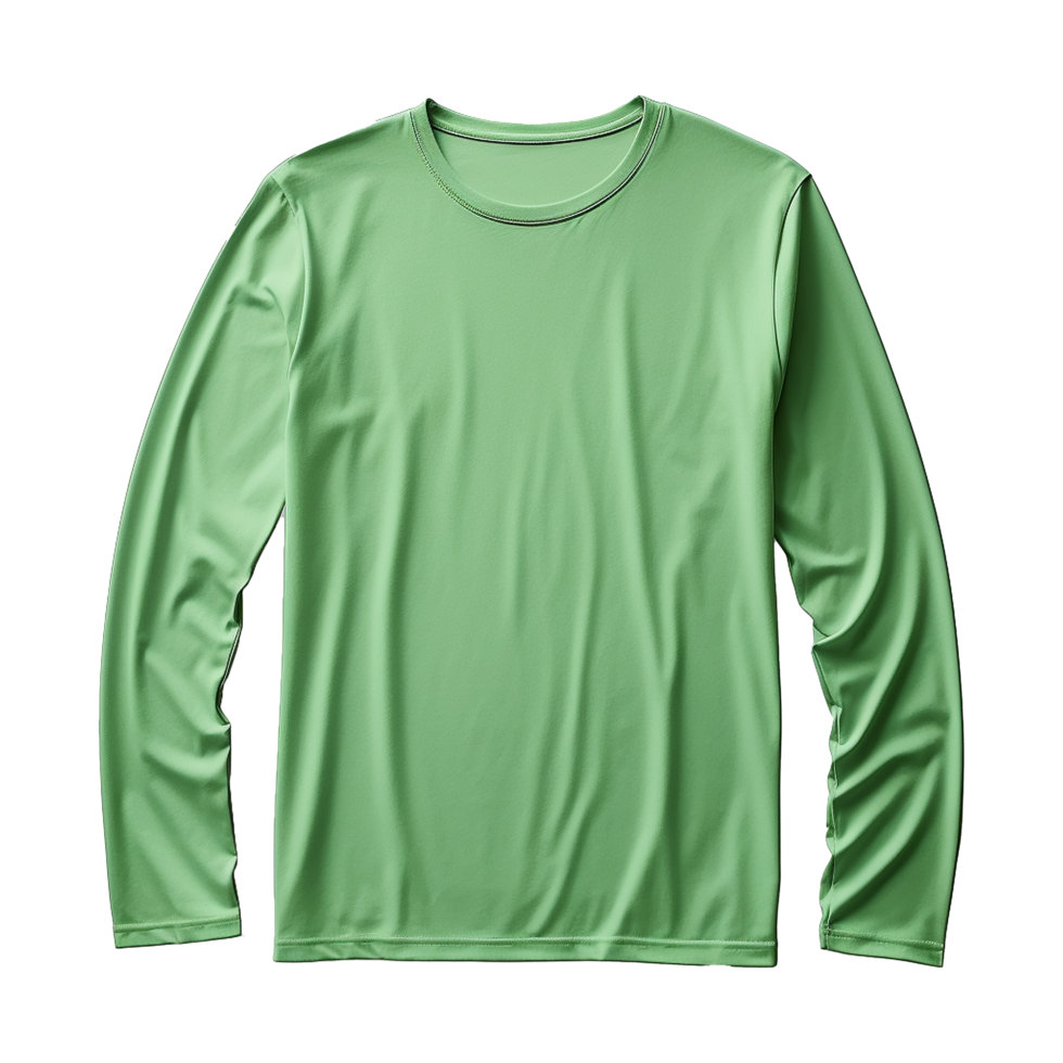 AI generated Man long sleeve green tshirt isolated on transparent background png