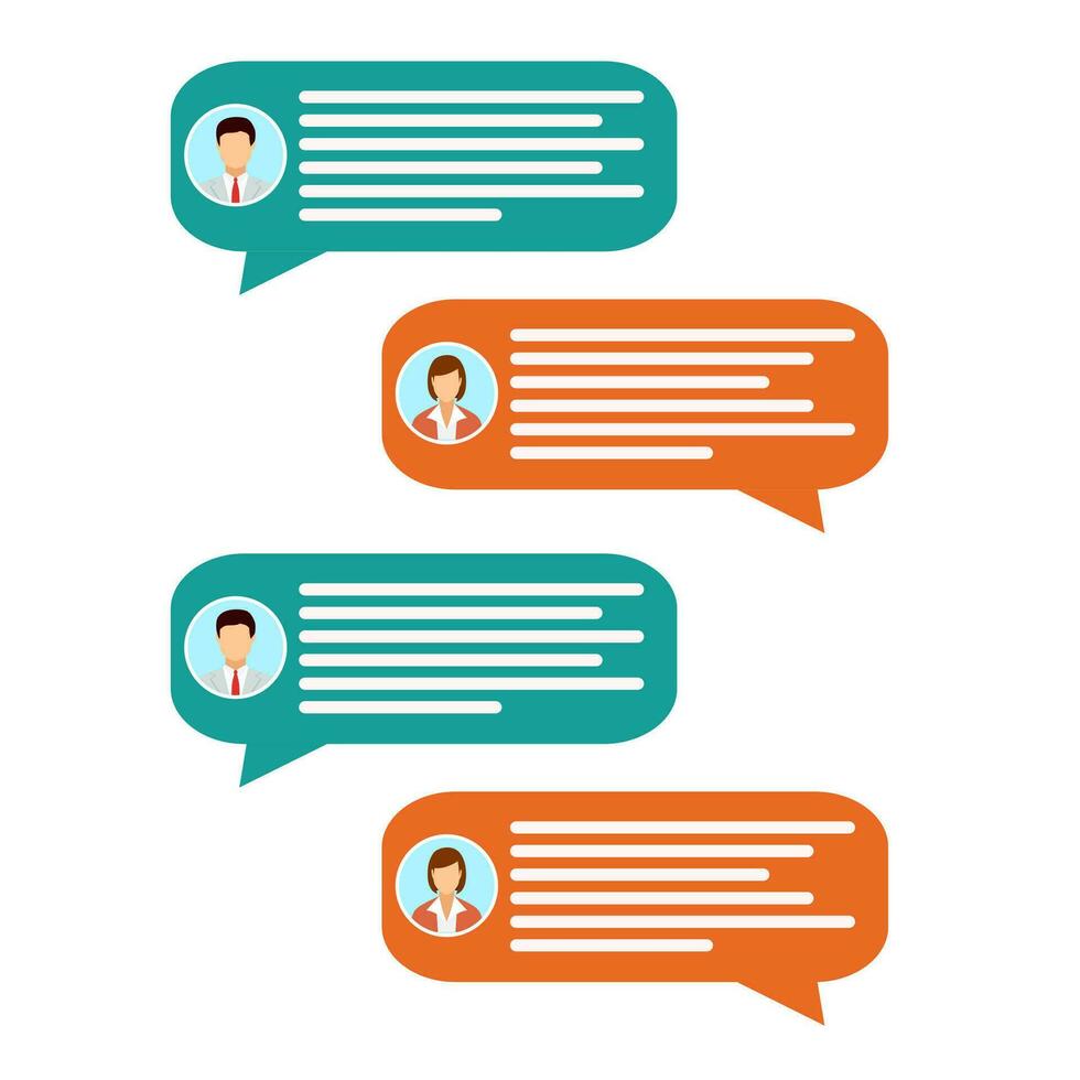 Couple avatar icons with dialog speech bubbles. vector