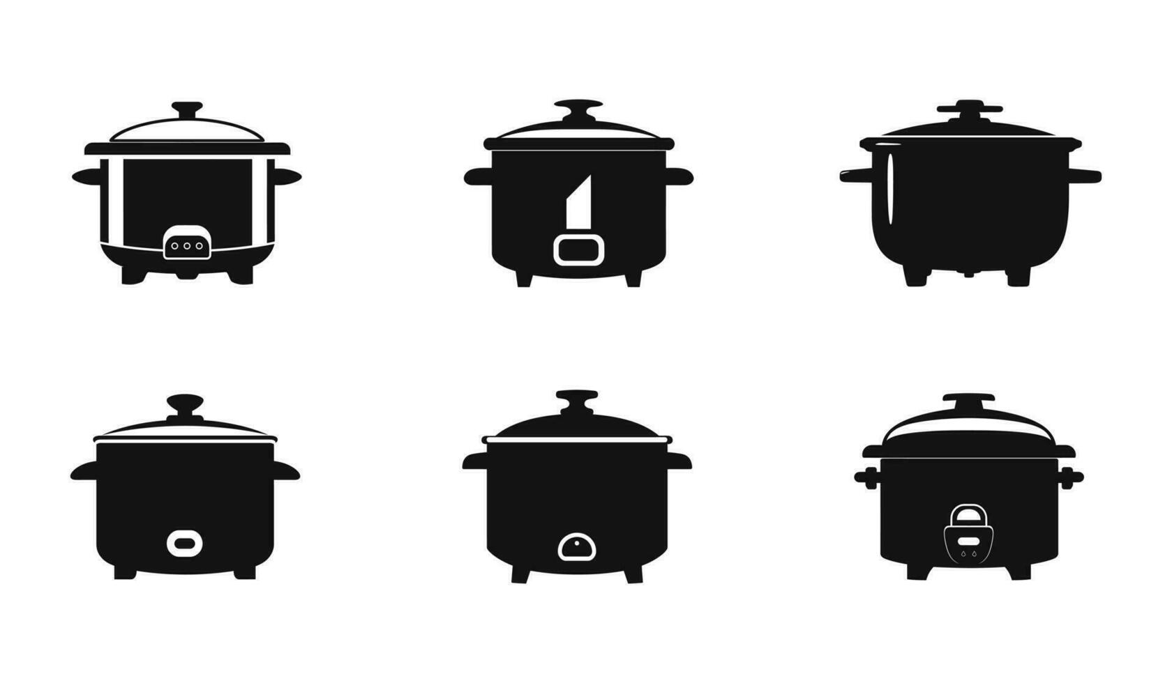 Contemporary Rice Cooker Icons in Silhouette vector