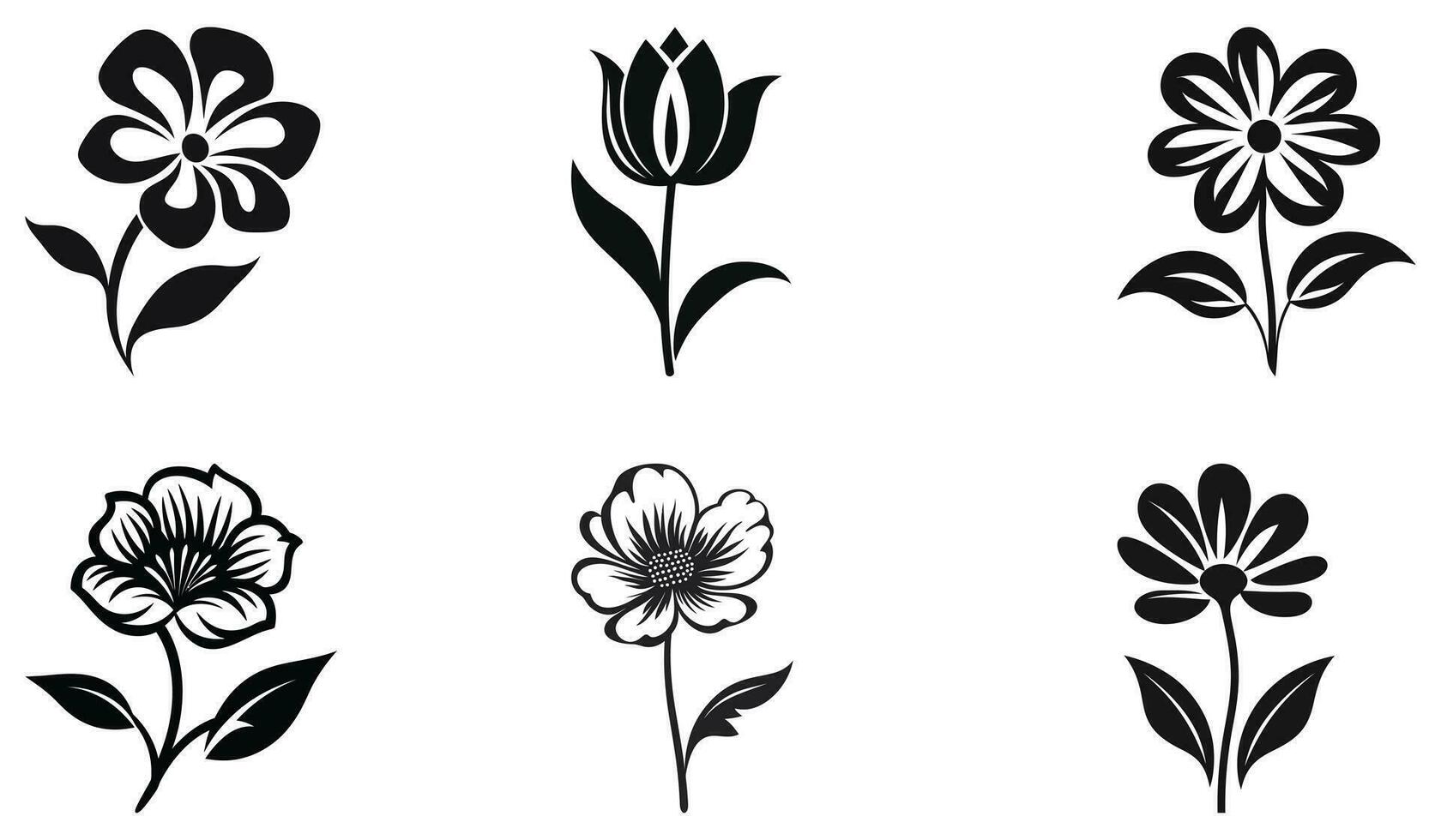 Floral Harmony Silhouettes vector