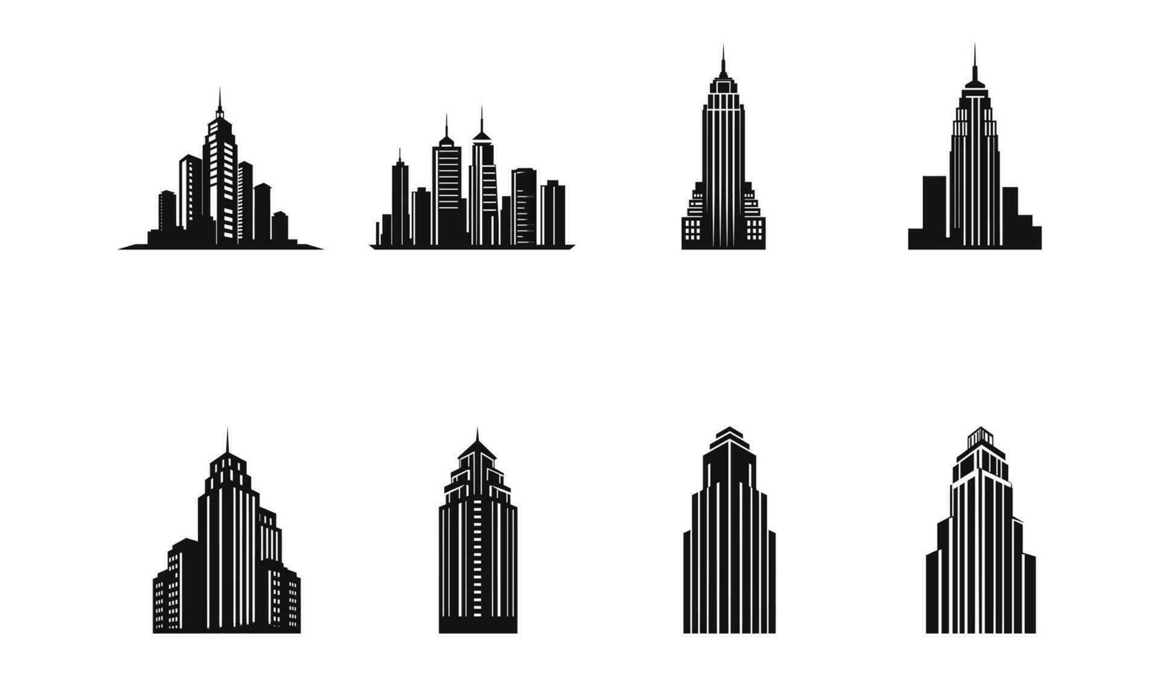 Towering Cityscape Icons vector