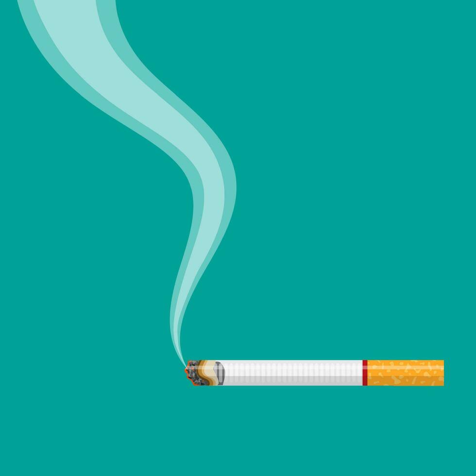 burning cigarette with smoke vector
