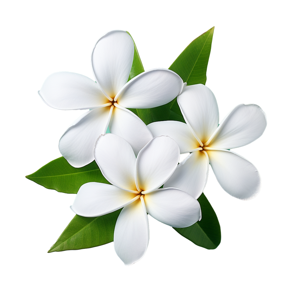 AI generated White plumeria flower png isolated on